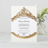 Schwarze Krawatte Elegante 2, Goldenes Brautparty Einladung (Stehend Vorderseite)
