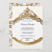 Schwarze Krawatte Elegante 2, Goldenes Brautparty Einladung (Vorne/Hinten)