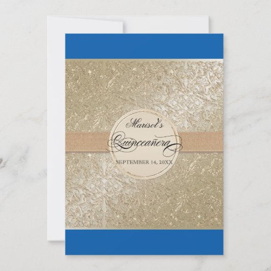 Schwarze Krawatte Elegante, Cobalt Blue Cream Quin Einladung (Vorderseite)