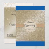 Schwarze Krawatte Elegante, Cobalt Blue Cream Quin Einladung (Vorne/Hinten)