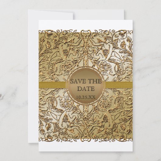 Schwarze Krawatte Elegante, Golden Save the Date l (Rückseite)