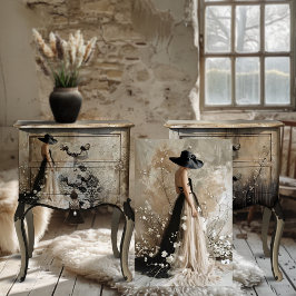 Schwarze Krawatte, elegantes Frauenportrait & Blum Seidenpapier