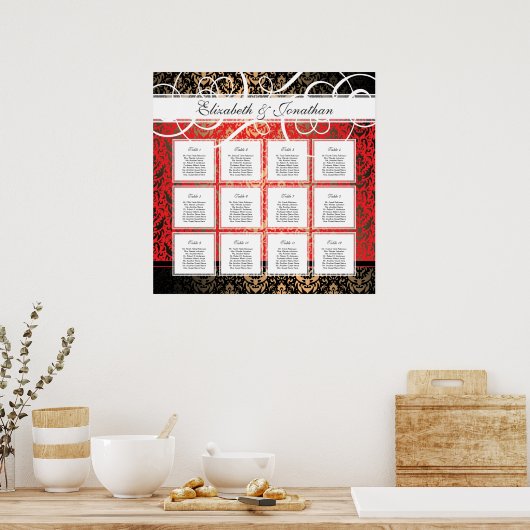 Schwarze Krawatte Elegantes Party 12 Tabelle Seati Poster (Küche)