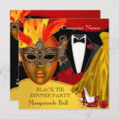 Schwarze Krawatte - Formal Masquerade Ball 3 Einladung (Vorne/Hinten)