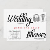 Schwarze Krawatte Gay Polterabend Einladung (Vorne/Hinten)