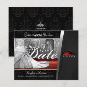 Schwarze Krawatte Hochzeitsziel Save the Date (Vorne/Hinten)