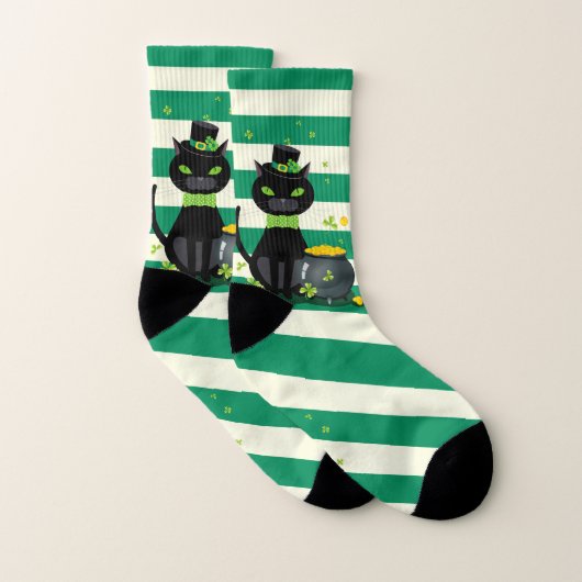 Schwarze Krawatte mit Bug und Hut mit grünem Kleeb Socken (Paar)
