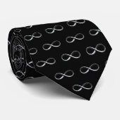 Schwarze Krawatte mit Silber Infinity Muster. (Gerollt)