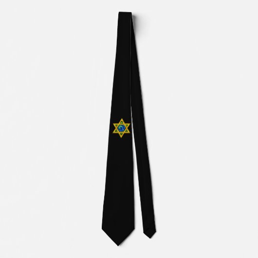 Schwarze Krawatte mit Star of David oder YOUR IMAG (Vorderseite)