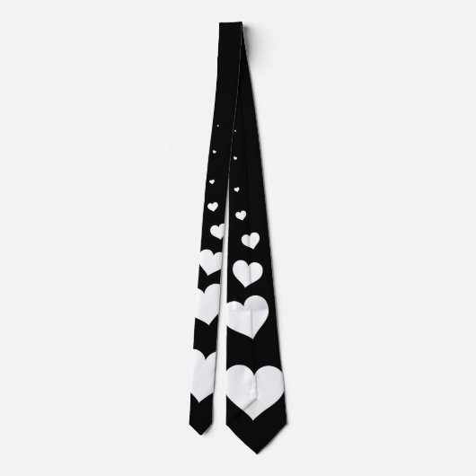 Schwarze Krawatte mit weißen Herzen (Rückseite)
