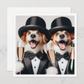 Schwarze Krawatte Party, Hundegeburt, Abschluss Einladung (Vorne/Hinten)