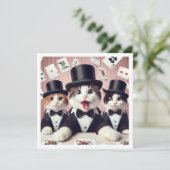 Schwarze Krawatte Party, lustiger Katzengeburt, Ka Einladung (Stehend Vorderseite)