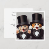 Schwarze Krawatte Party, lustiger Katzengeburt, Ka Einladung (Vorne/Hinten)