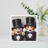 Schwarze Krawatte Party, lustiger Katzengeburt, Ka Einladung (Stehend Vorderseite)