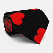 Schwarze Krawatte Rotes Herz (Gerollt)