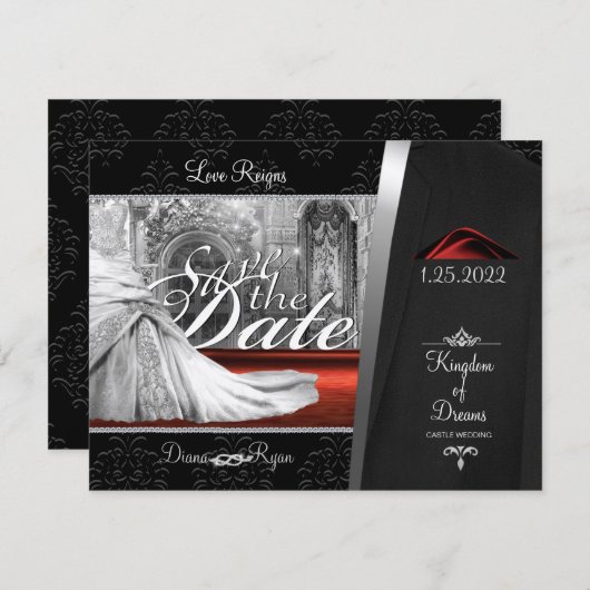 Schwarze Krawatte Save the Date (Vorne/Hinten)