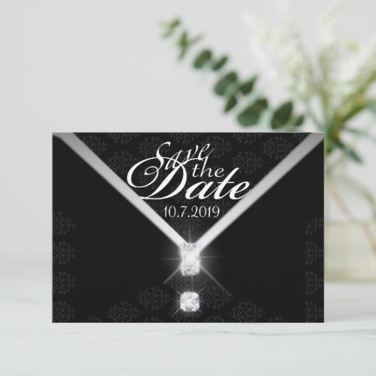 Schwarze Krawatte Save the Date (Stehend Vorderseite)