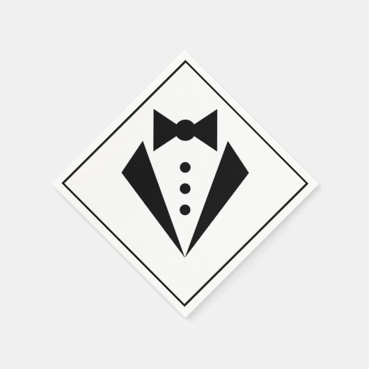 Schwarze Krawatte - Tuxedo Bacherlor Party Serviette (Ecke)