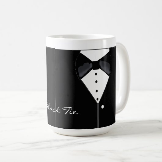 Schwarze Krawatte Tuxedo Design Kaffeetasse (VorderseiteRechts)