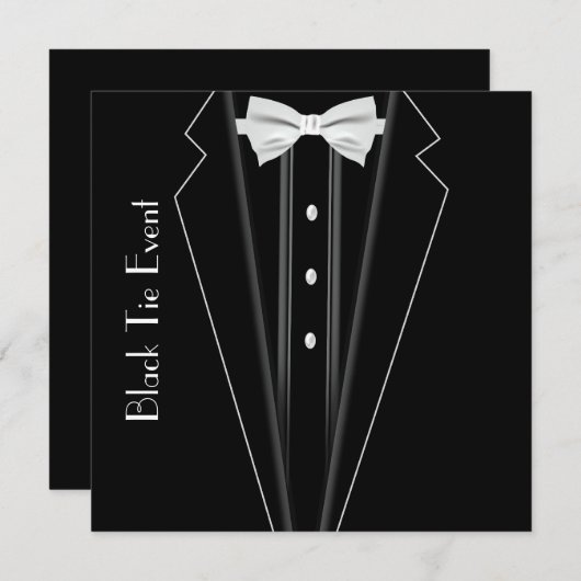 Schwarze Krawatte Tuxedo förmliche Einladung (Vorne/Hinten)