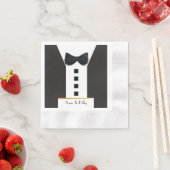 Schwarze Krawatte Tuxedo 🎩 klassisches Monogramm Serviette (Beispiel)