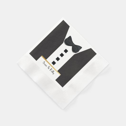 Schwarze Krawatte Tuxedo 🎩 klassisches Monogramm Serviette (Ecke)