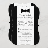 Schwarze Krawatte und Weiße Hochzeit Einladung (Vorne/Hinten)