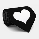 Schwarze Krawatte W/Weiß Herz (Gerollt)
