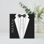 Schwarze Krawatte Weiße Tuxedo formelle Einladung (Stehend Vorderseite)