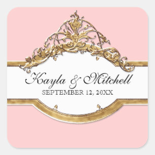 Schwarze Krawatten-Eleganz 2, goldenes Quadratischer Aufkleber