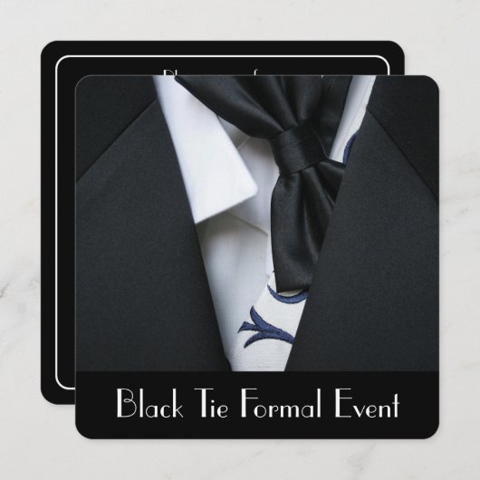 Schwarze Krawatten-formale Ereignis-Party Einladung (Vorne/Hinten)