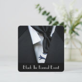 Schwarze Krawatten-formale Ereignis-Party Einladung (Stehend Vorderseite)