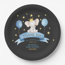 schwarze Kreide Baby Elefant BALLOON Pappteller