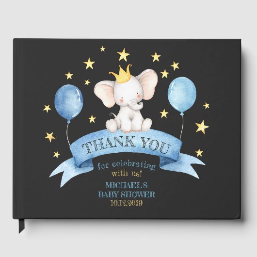 Schwarze Kreide Baby Party Elephant Gästebuch (Vorderseite)