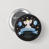 Schwarze Kreide-Elefanten-Baby-Party-Feier Button (Vorne & Hinten)