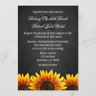 Schwarze Kreidetafel-Sonnenblumen-Hochzeitseinladu Einladung