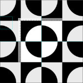 Schwarze Kreise und Quadrate Stoff (Kachel)