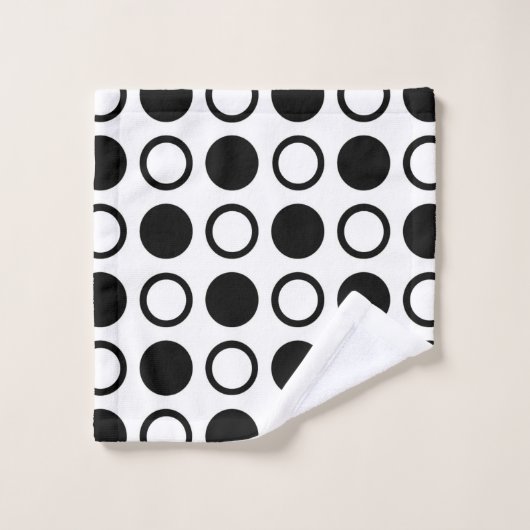 Schwarze Kreise und Tupfen Badhandtuch Set (Waschlappen)