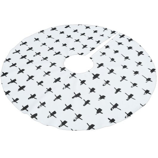 Schwarze Kreuze Handgezeichnete Geometrie Polyester Weihnachtsbaumdecke (Schrägansicht)