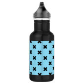 Schwarze Kreuzstiche auf Babyblau Edelstahlflasche (Rechts)
