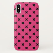 Schwarze Kreuzstiche auf Fuchsia Case-Mate iPhone Hülle (Rückseite)