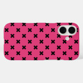 Schwarze Kreuzstiche auf Fuchsia Case-Mate iPhone Hülle (Rückseite (Horizontal))