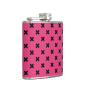 Schwarze Kreuzstiche auf Fuchsia Flachmann (Rechts)