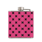 Schwarze Kreuzstiche auf Fuchsia Flachmann (Rückseite)