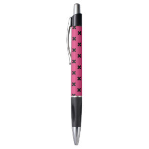 Schwarze Kreuzstiche auf Fuchsia Kugelschreiber