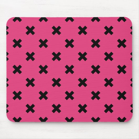 Schwarze Kreuzstiche auf Fuchsia Mousepad (Vorne)