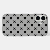 Schwarze Kreuzstiche auf grau Case-Mate iPhone Hülle (Rückseite (Horizontal))