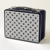 Schwarze Kreuzstiche auf grau Metall Brotdose (Rückseite)