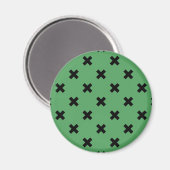 Schwarze Kreuzstiche auf grün Magnet (Vorderseite/Rückseite)