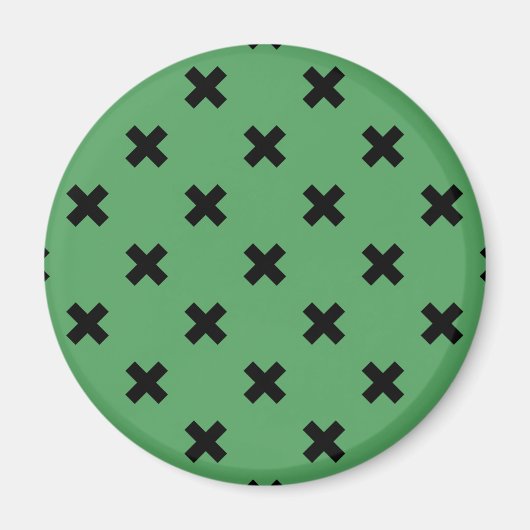 Schwarze Kreuzstiche auf grün Magnet (Vorne)
